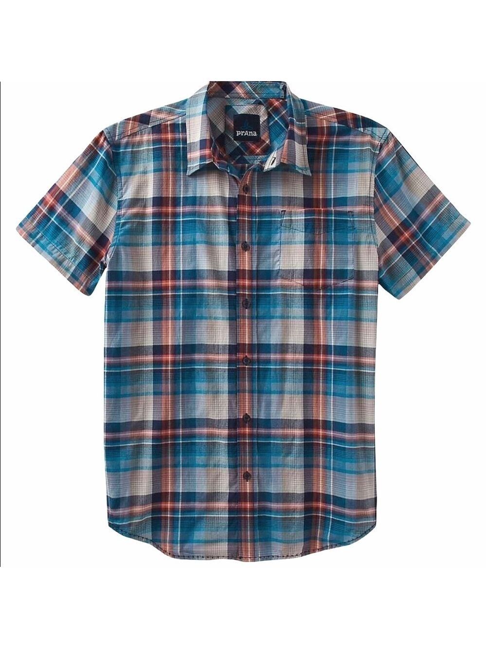Prana Ecto SS Orange Blue Shirt Sleeve T-Shirt